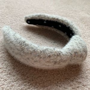 Fuzzy gray sweater Lele Sadoughi headband
